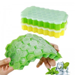 Honeycomb Ice Cube δίσκο, 37 πλέγμα τροφίμων βαθμού σιλικόνη πάγο MALOD MALOD με καπάκια εύκολα αφαιρούμενο μούχλα πάγου μούχλα για παγωτό πάρτι κρύο ποτό ουίσκι κοκτέιλ